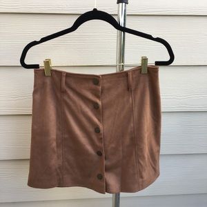 Suede button up skirt